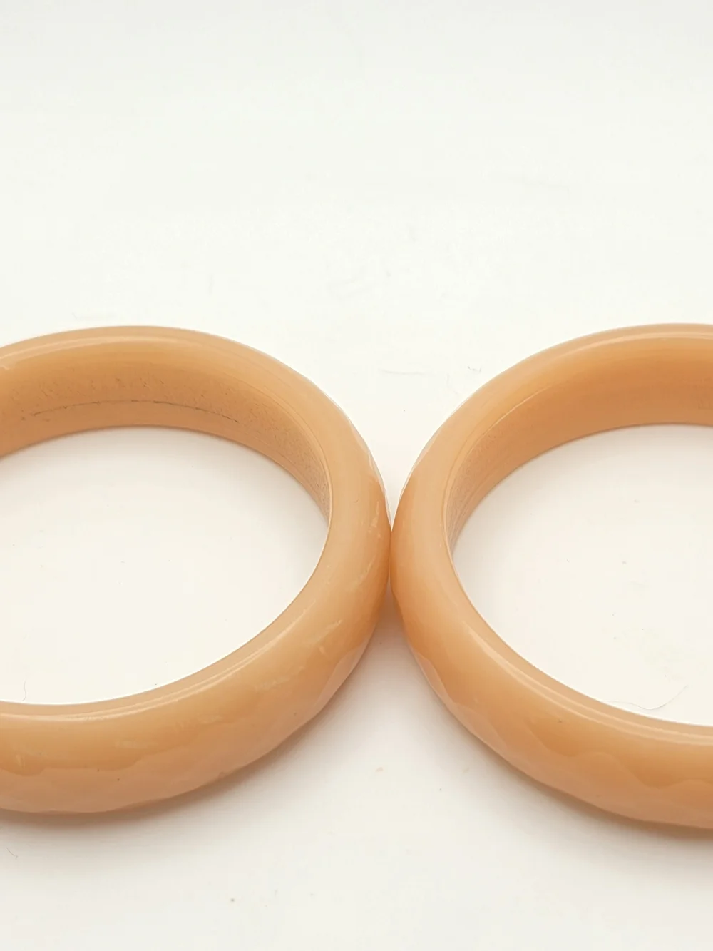 Vintage Peach Glass Bangle Bracelet Set - Set of 2